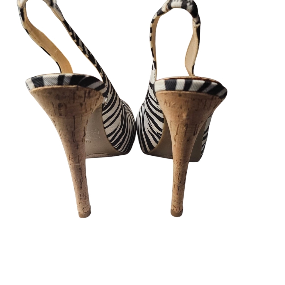 GUESS Women's Black and White Slingback Heels - Picture 3 of 7